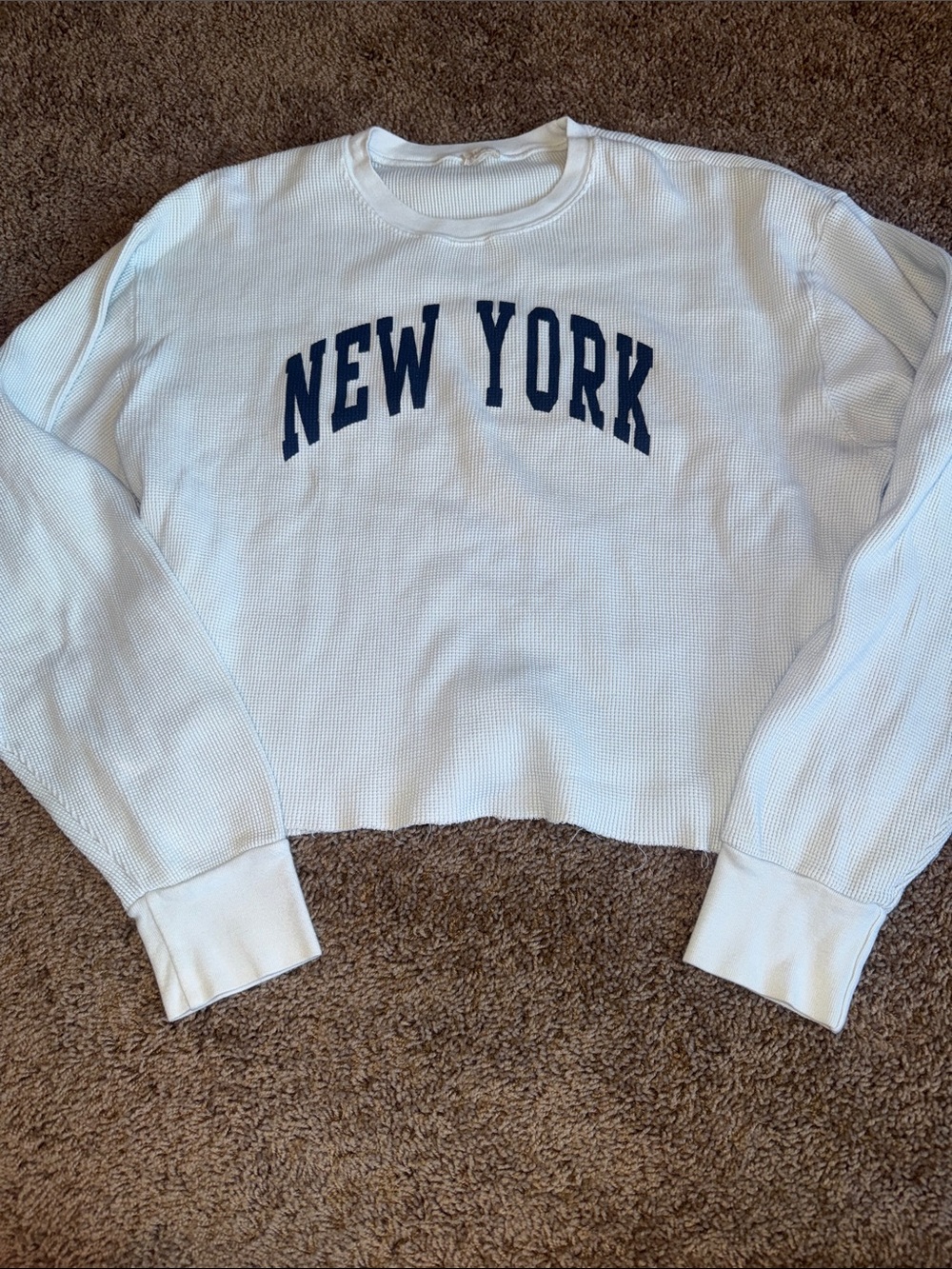 John Galt light blue waffleknit crewneck
